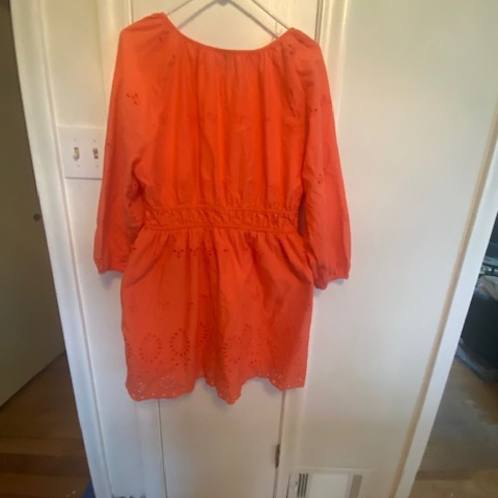 Universal Thread Eyelet Coral Fit & Flare Mini Dress - Picture 3 of 5